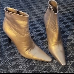 Ralph Lauren  Never Worn In Box Bronze Metallic Nappa Leather Ankle Bootie